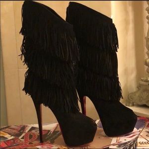 CHRISTIAN LOUBOUTIN 36.5 BLACK FOREVER TINA BOOTS